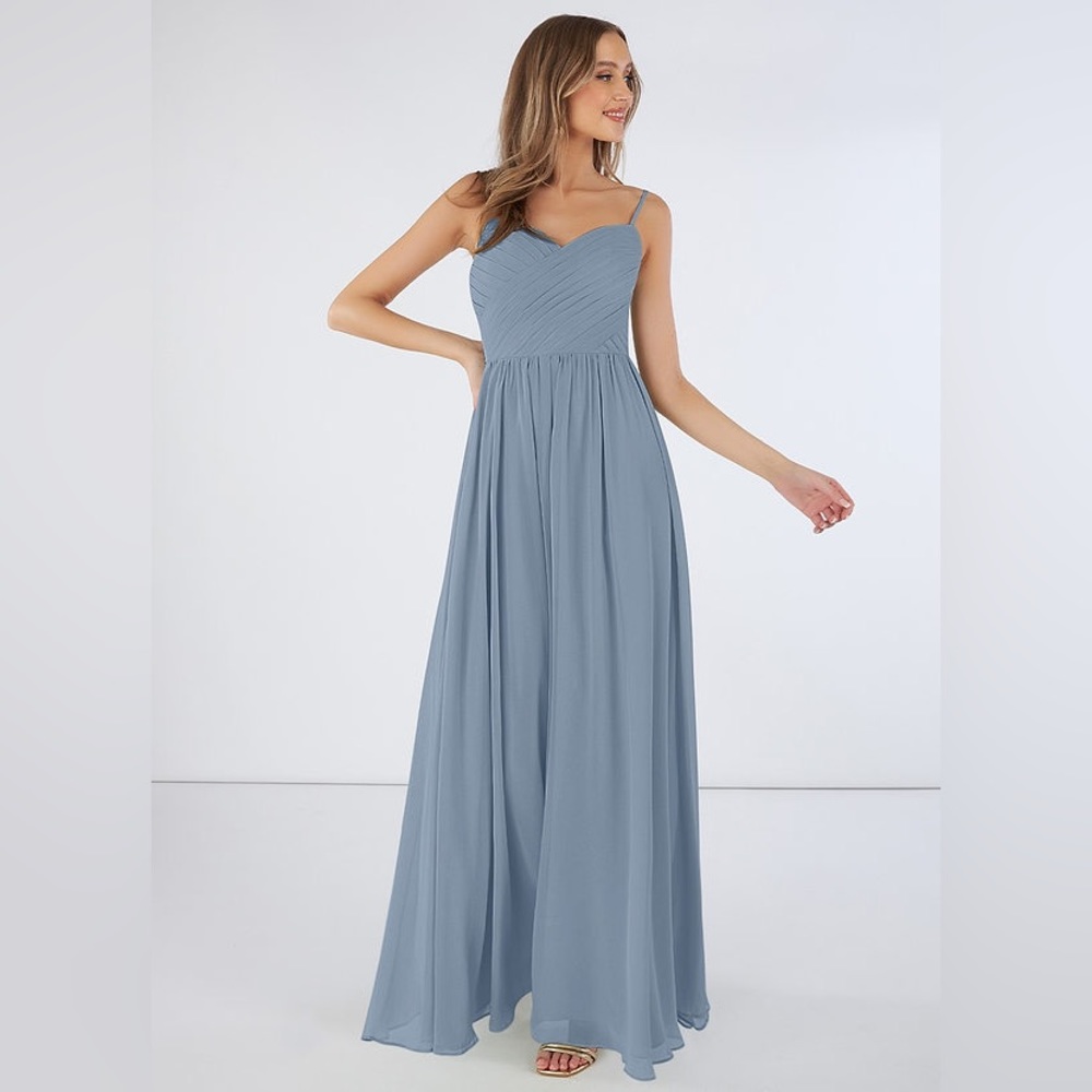 Azazie Lisbon Bridesmaid Dress - Size 14 altered Dusty Blue